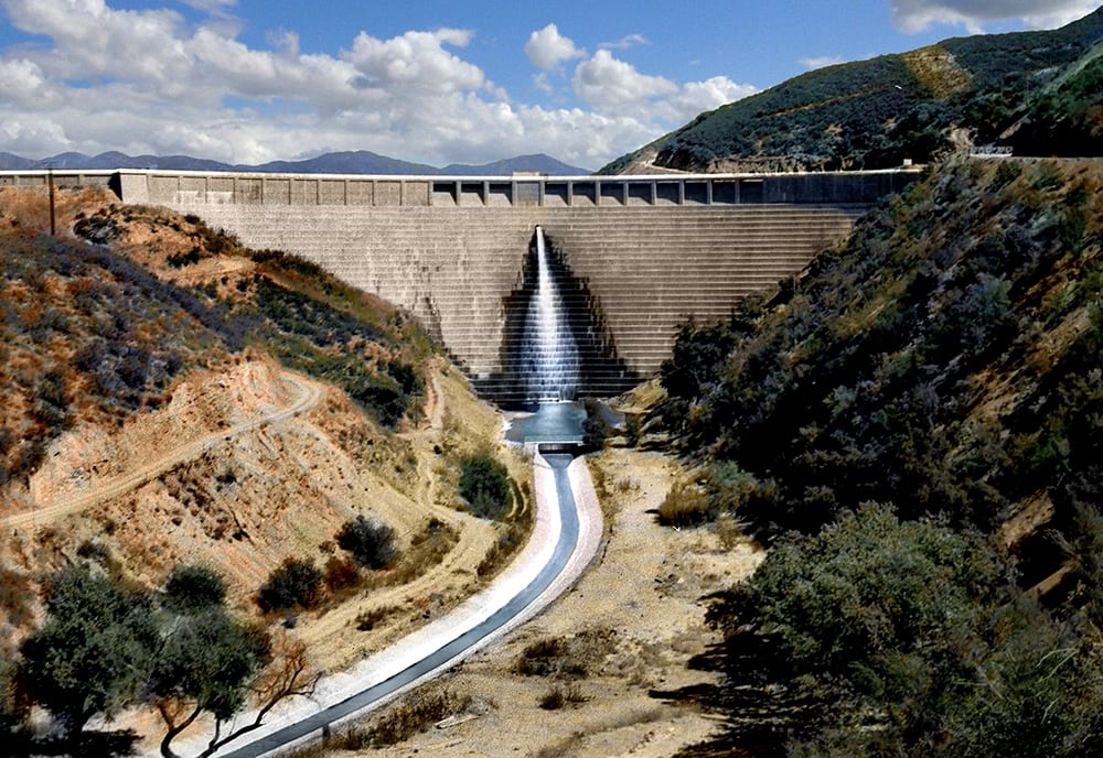 Colorized photo of St. Francis Dam pre-collapse by Pony Horton