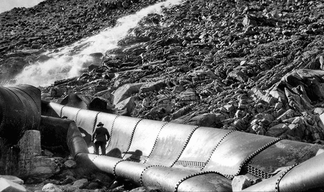 (1927)*# โ The scene at No Name Canyon after a dynamite attack destroyed 400 feet of pipe on May 27, 1927.